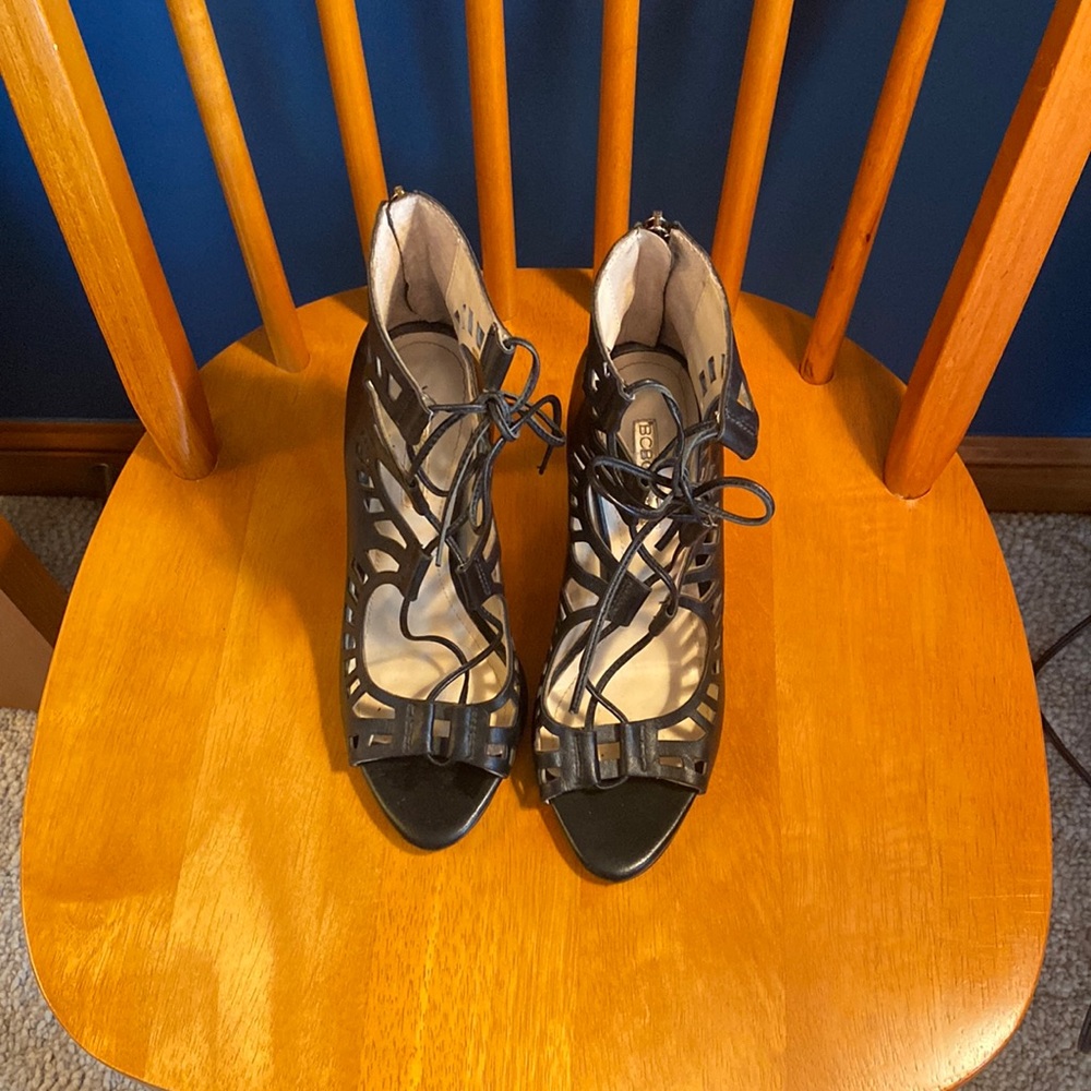 BCBG lace up strappy heels